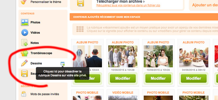 Pratique pour affiche ou masquer certaines rubriques de votre blog mariage